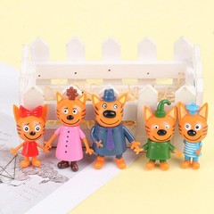 Kid-e-Cats Action Figures 5pcs Set 6-8cm Cartoon Anime Cat Cake Toppers Kids Toy