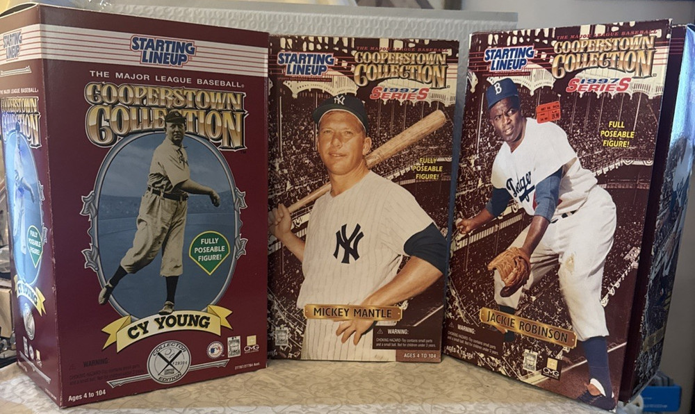 3 1997 CY Young Mickey Mantle+frank 12″Poseable Figure Cooperstown Collection NB