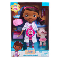 DISNEY JR DOC MCSTUFFINS WASH YOUR HANDS SINGING DOLL 6 PCS W/MASK & ACCESSORIES