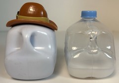 Lankybox Mini Plastic MILK Jug Figures Cowboy & Partly Filled Versions Lot x 2