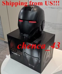 New in US!! Autoking Iron Man Helmet Full Black MK5 1/1 Voice-controll Mask Gift