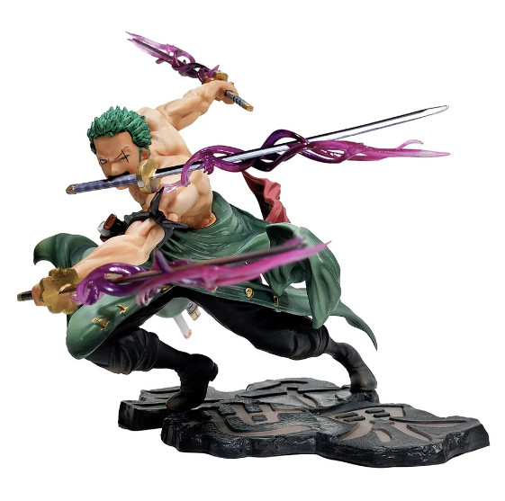 18CM One Piece Luffy Figure Roronoa Zoro Three Blade Manga Anime Statue A15D8Fx