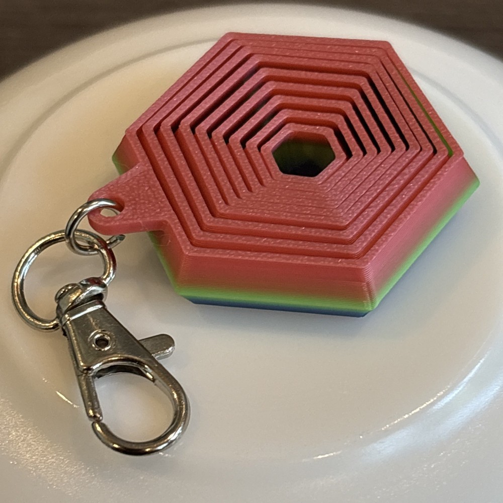 Rainbow Hexagon Fidget 3D Printed Toy For Keychains Backpacks And Purses