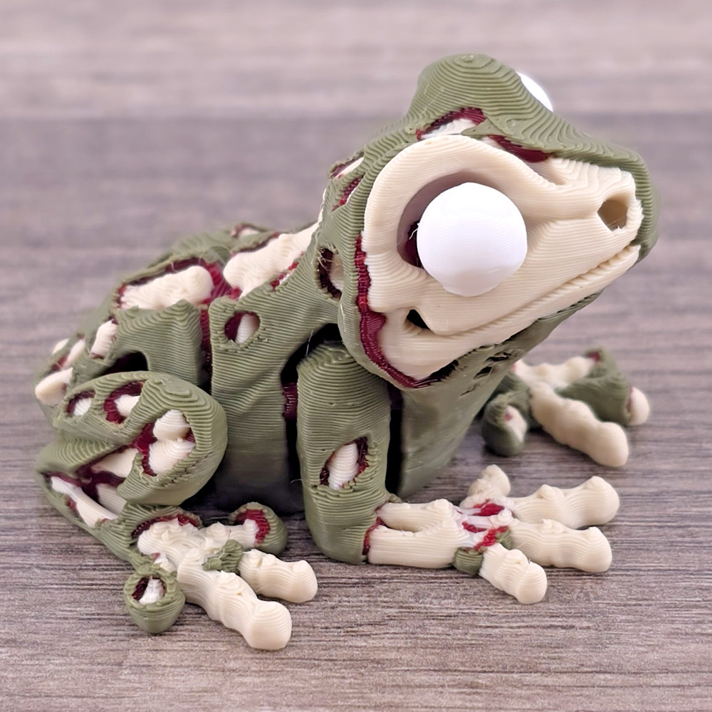 Zombie Frog 3D Printed Articulated Flexi Fidget Toy Mini Desk Pet Halloween