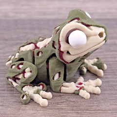 Zombie Frog 3D Printed Articulated Flexi Fidget Toy Mini Desk Pet Halloween