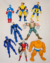 Vintage 1990s MARVEL Figures Captain America Deathlok Cyclops Wolverine Stealth