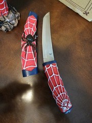 Rare Spider’s Fury Spiderman 7” Fixed blade knife Hand Bust Stand Hand Painted