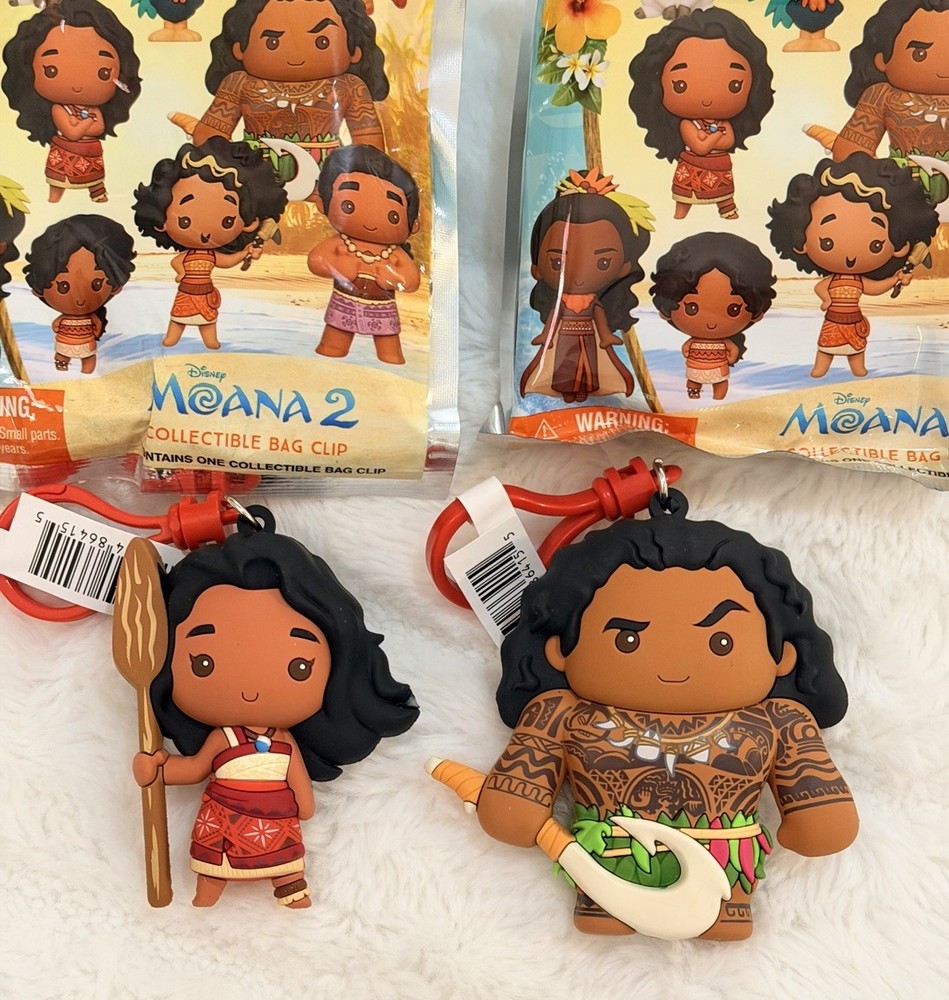 Disney Moana 2 NEW Maui and Moana Clip Blind Bag Figural Key Chain Movie