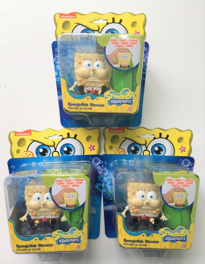 3 Spongebob Slimeez Squarepants Figures with Slime – NEW