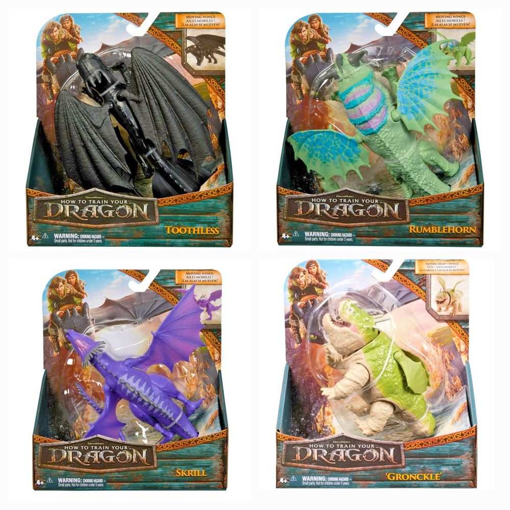 Dreamworks How To Train Your Dragon 4×:Toothless, Rumblehorn, Skrill, Gronckle🆕