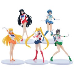 5PCS Sailor Moon Anime Figures Usagi Rei Ami Minako PVC Model Set