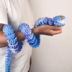 48.8″ Large 3D Printed Articulated Snake Toy – Movable Teeth, Fidget Decor for H