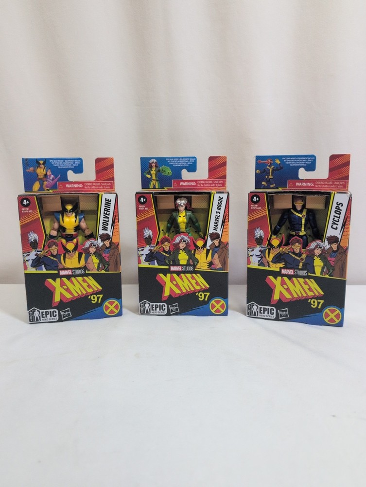 2023 X-MEN 97 MARVEL EPIC HERO ROGUE CYCLOPS WOLVERINE 3.75 4″ FIGURE LOT OF 3