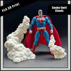 Smoke Swirl Cloud Effects Set of 2 | 3D Printed | Action Figure Prop Accessory