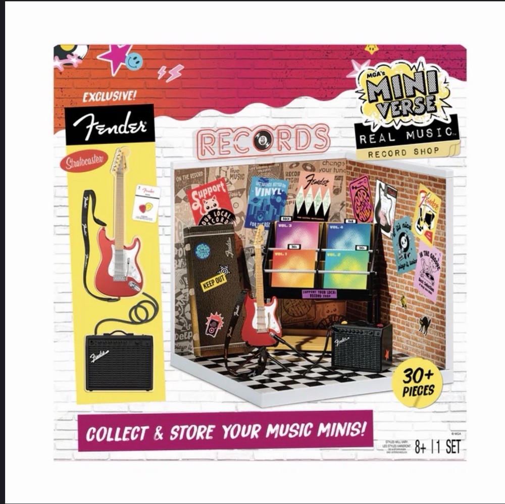 MGA Miniverse Real Music Record Shop With Exclusive Fender Guitar NEW