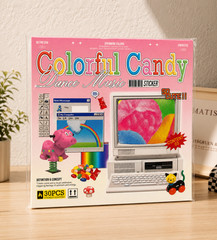Cyberpunk Retro Futuristic Sticker Book – 30 DIY Decorative Sheets