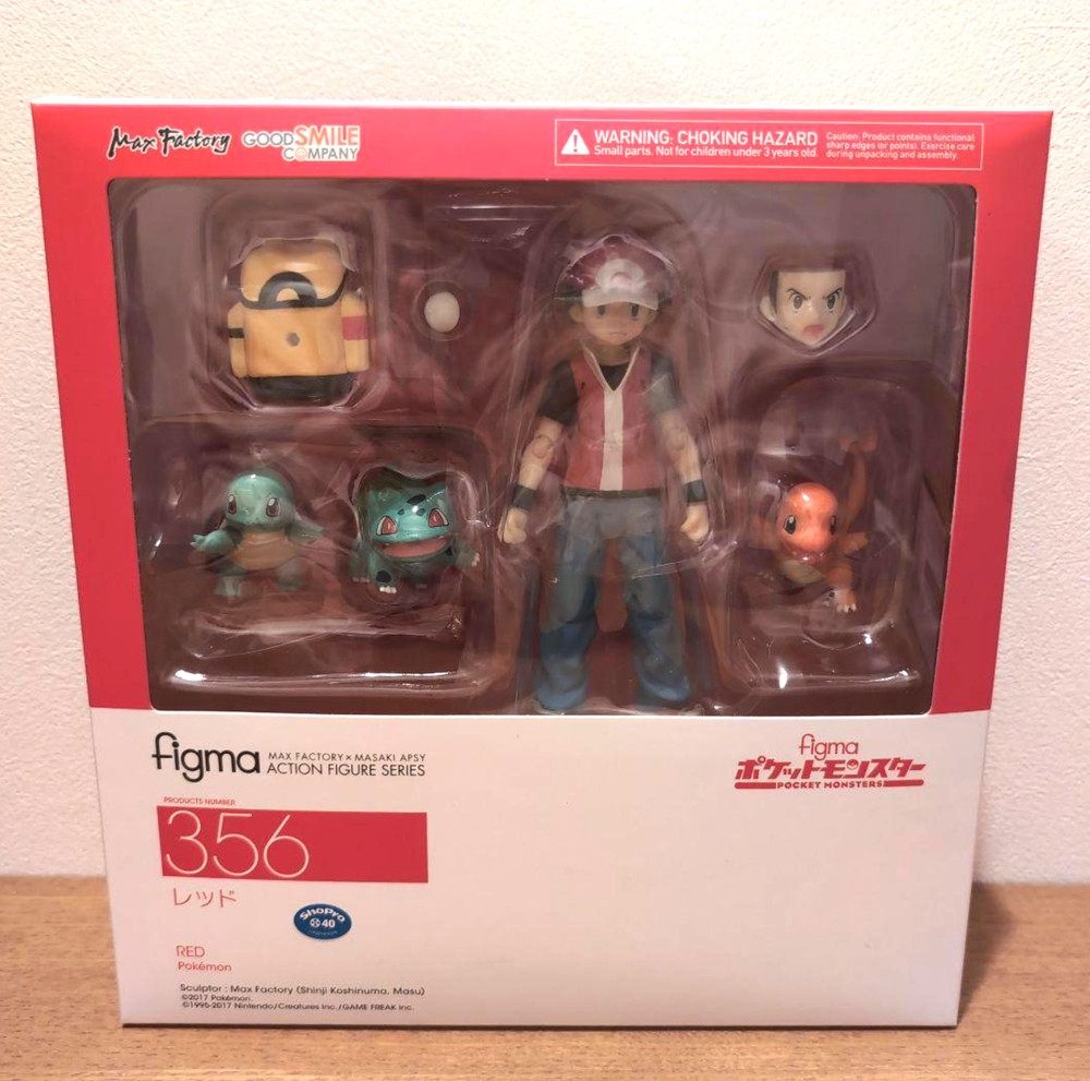 figma 356 Pokemon Red Action Figure with Bulbasaur Squirtle Charmander Japan Rar