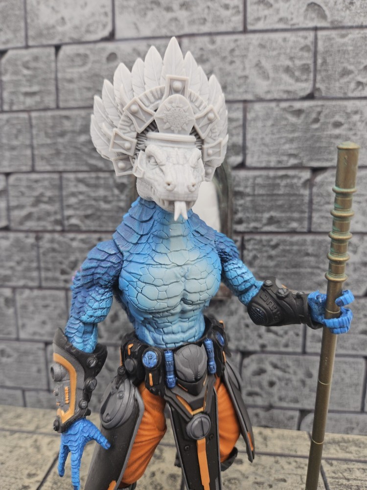 Custom 3d Printed Aztec Komodo 1.0 Headsculpt For Mythic Legions 1/12 figure
