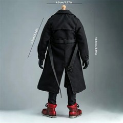 1/12 Scale Unisex Trench Coat for 6” Male & Female Action Figure Doll Clothes