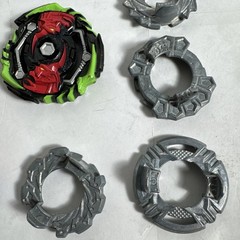 Bay Blades Lot Of 8 Bayblades Plus Parts and launchers