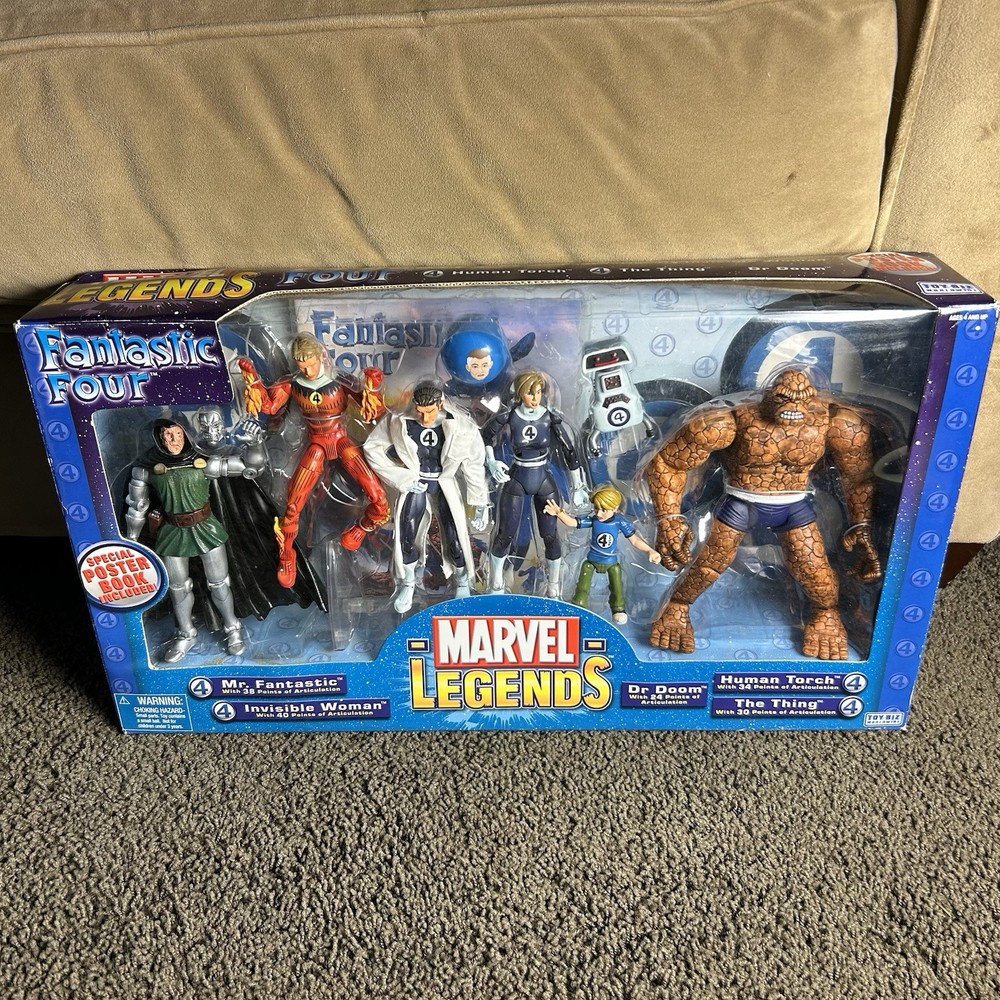 Toybiz Marvel Legends Fantastic Four Boxed Set + Dr Doom – 6 figures NIB