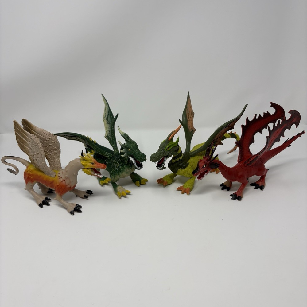SDE Shantou – Dragon Lot Of 4 – PVC Red Green Yellow Adjustable Jaw