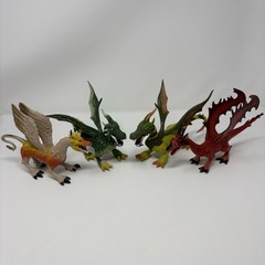 SDE Shantou – Dragon Lot Of 4 – PVC Red Green Yellow Adjustable Jaw