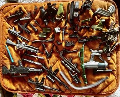 Large Lot 12-in 1/6 scale GI Joe Military Guns Rifles Knives Goggles Belts etc.
