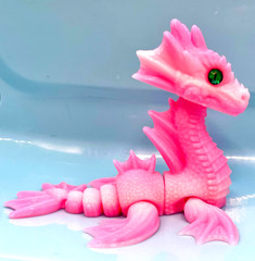 Pretty Pink Articulated Sea Dragon – 3D Printed 5″ Flexible Fidget Toy Figure
