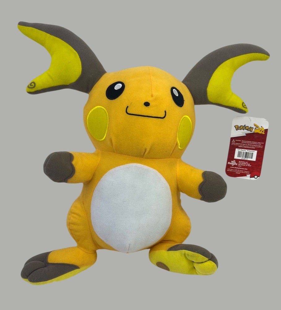 15″ Pokemon Raichu Plush Toy By Toy Factory Yellow & Brown Soft Polyester Stuffe