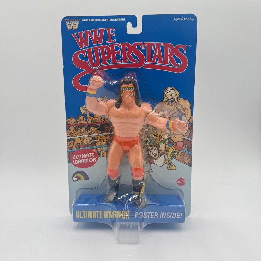 MATTEL WWE LJN RETRO STYLE 8” THE ULTIMATE WARRIOR BLUE CARD VERSION