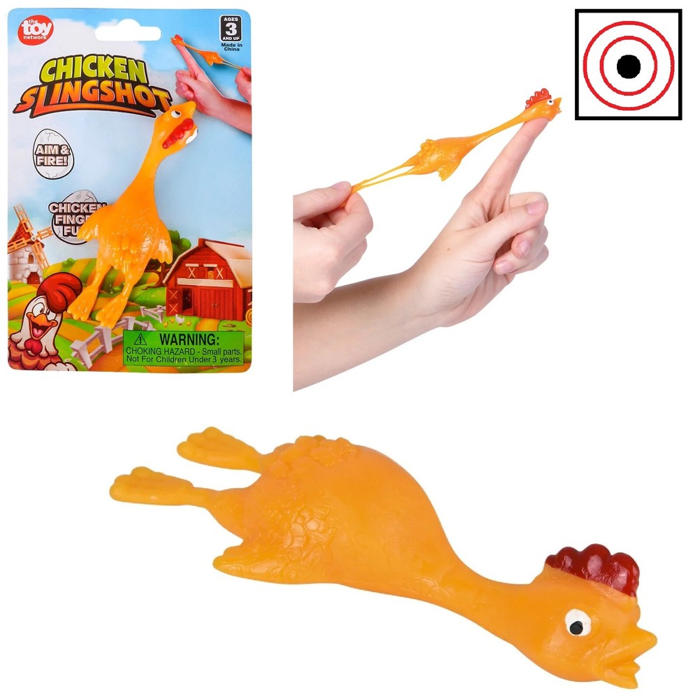 Yellow Chicken Finger Fun Slingshot 4.5″ ( Pack) Stretchy Flying Finger Catapul