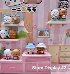 Cute Panda Bear Couple Blind Box 2Pcs Mini Cartoon Figurines Desk Ornament Gift