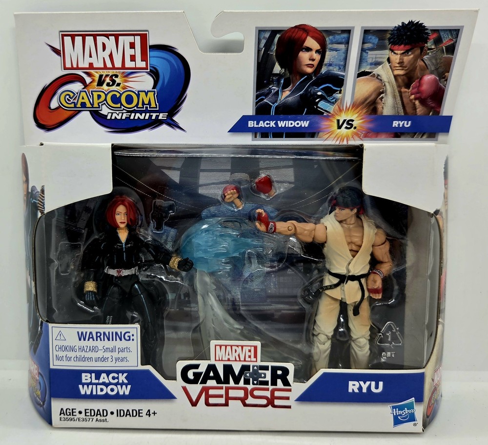 New! Marvel vs. Capcom Black Widow vs. Ryu 2 Pack Action Figure Street Fighter🔥