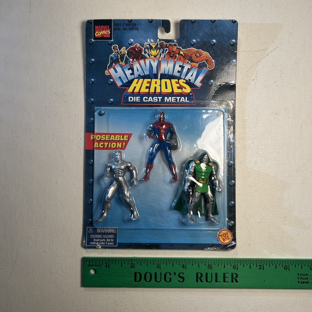 Heavy Metal Heroes Marvel Spiderman, Dr. Doom die cast metal 1999 NEW