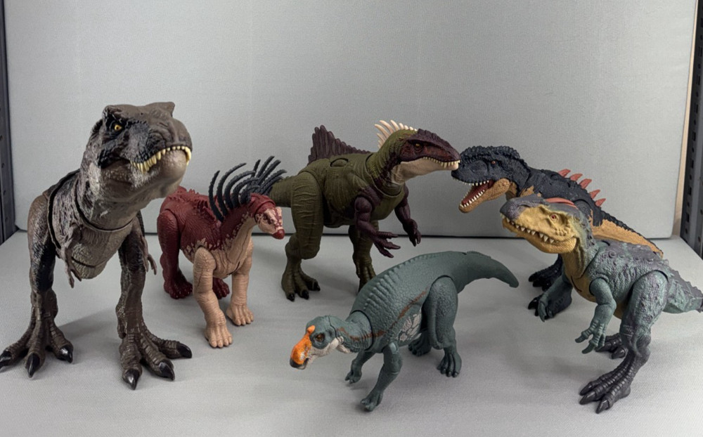 Jurassic World Mattel Dinosaur Figure Lot of 7 T-Rex Jurassic Park Toy Bundle