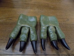Jurassic Dinosaur Claws Vinyl Gloves Halloween Costume Raptor Dino Freaky Green