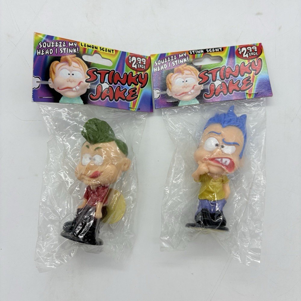 Stinky Jake Novelty Smelly Gross Out Gag Toy Soft Rubber 3.5″ Figure 2004 2 Pack