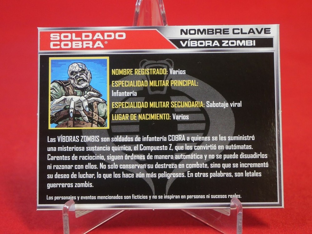 GI Joe Cardback FILE CARD Cobra Trooper Zombie Viper Spanish Portuguese 50th