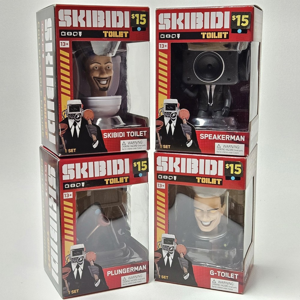 Skibidi Toilet Collectible Figure Set of 4 Sealed Bonkers Toy Co. Skibidi G-Toil