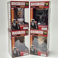 Skibidi Toilet Collectible Figure Set of 4 Sealed Bonkers Toy Co. Skibidi G-Toil