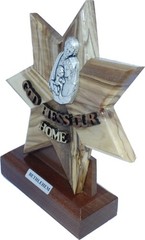 Star of Bethlehem with Holy family table stand , Olive wood from Bethlehem on