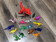 Toy Dinosaurs Lot of 18 Plastic Figures Various Sizes, Mixed Brands Grab Bag