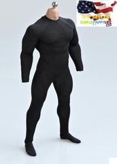 1/6 Black tight stretch bodysuit leotard for 12″ Muscular body Phicen M35 ❶USA❶