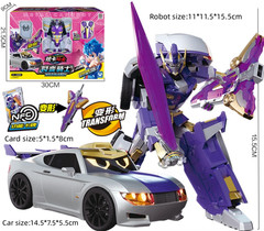 new Purple Sports Car Transforming Metal Cardbot WILD GUARDY Robot Card model