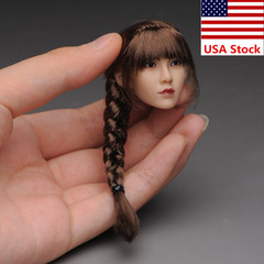 1/6 Female Suntan Head Sculpt Brown Braid Girl Carved For 12″TBL Action Figure