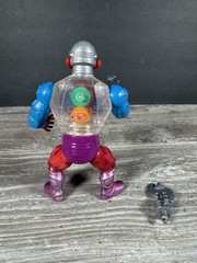 Vintage 1984 MOTU Mattel He-Man Roboto Action Figure Near Complete NEW BAND