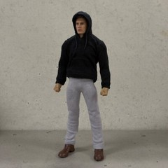 PB-PETEB-SET: 1/12 Black Hoodie & Grey Sweat Pants for 6″ slim Spiderman body