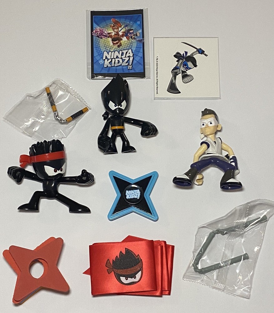 Lot of 3 Ninja Kidz TV Action Figures – Series 1 Mystery Mini Toy Lot