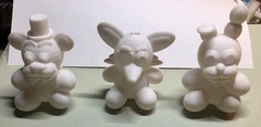 3d Printed Five Nights At Freddy’s figures Freddy Foxy Bonnie about 3.5″ white